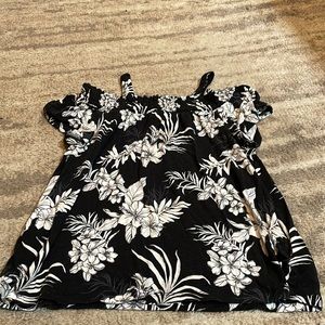 Off the shoulder flowered shirt